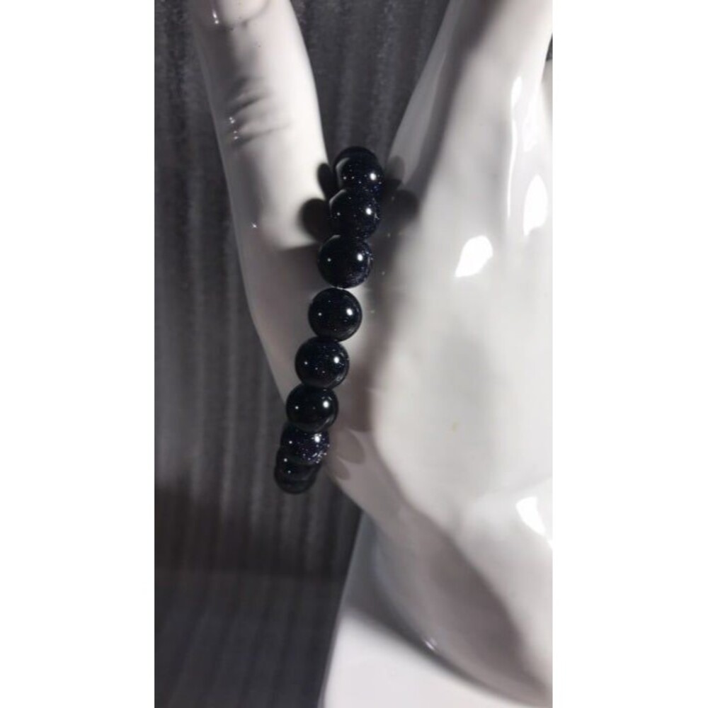 Blue Sandstone Beaded Stretch Bracelet